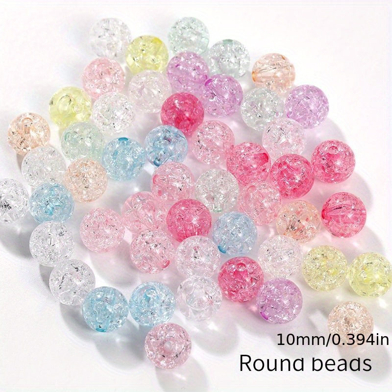 50pcs Colorful Acrylic Crackle Glass Pattern Beads for DIY Jewelry